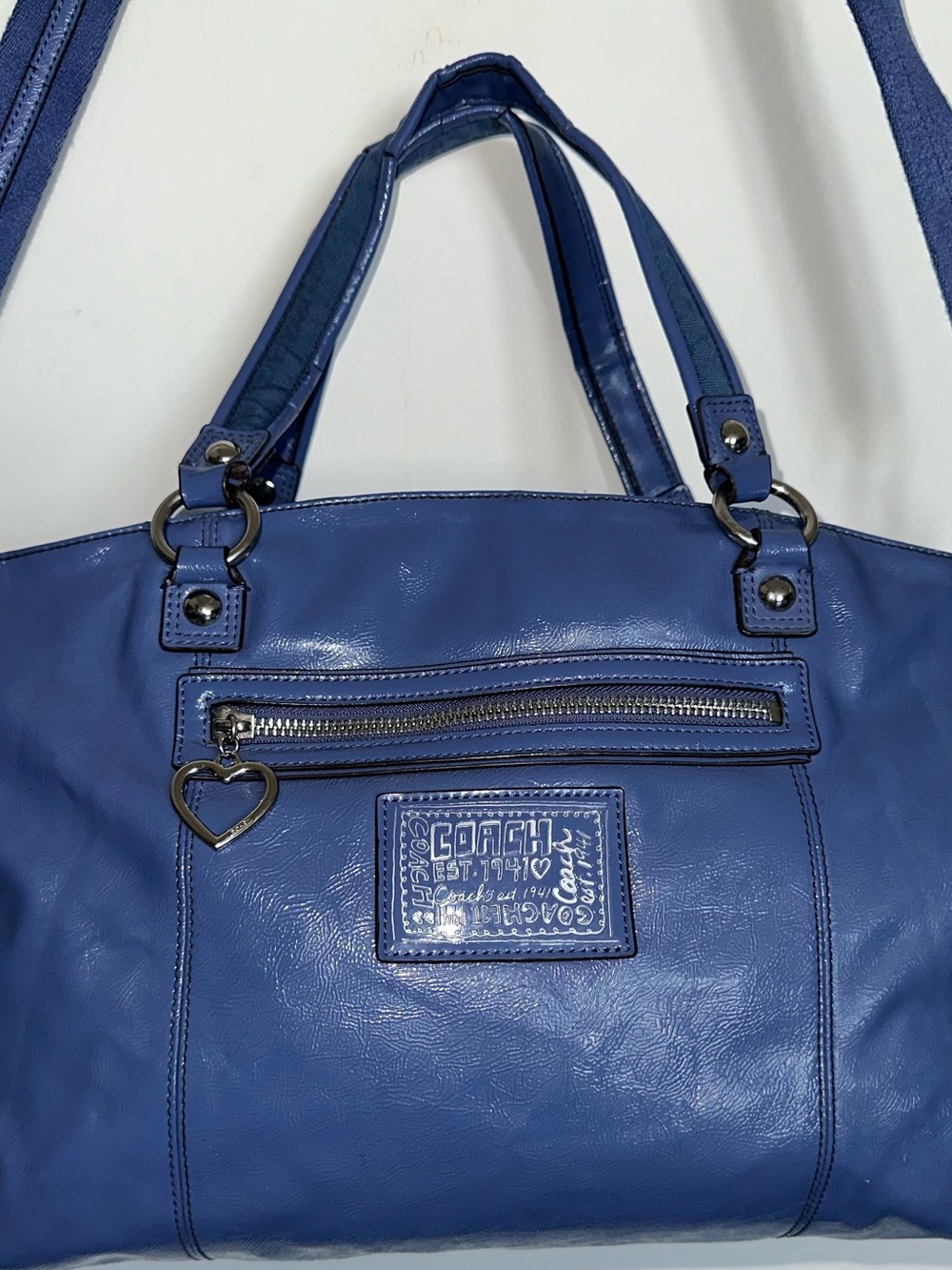 2012 Coach Poppy Daisy Blue Liquid Gloss Shoulder Bag - Picture 2 of 11